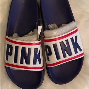 Pink brand summer slides
